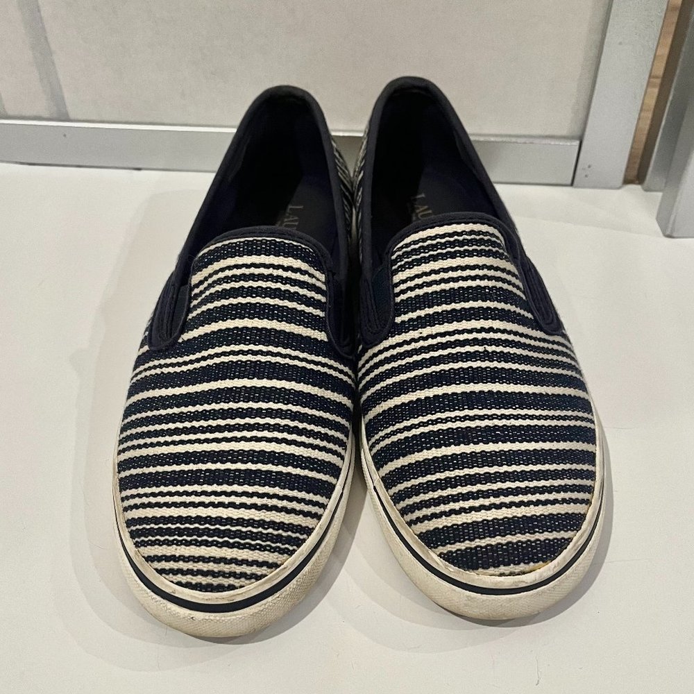 LAUREN by Ralph Lauren Blue and White Janis Sneaker - Size 8.5